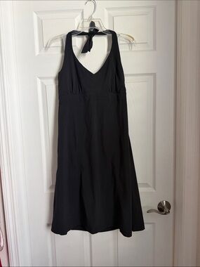 Athleta Black Halter Midi Dress with V-Neck